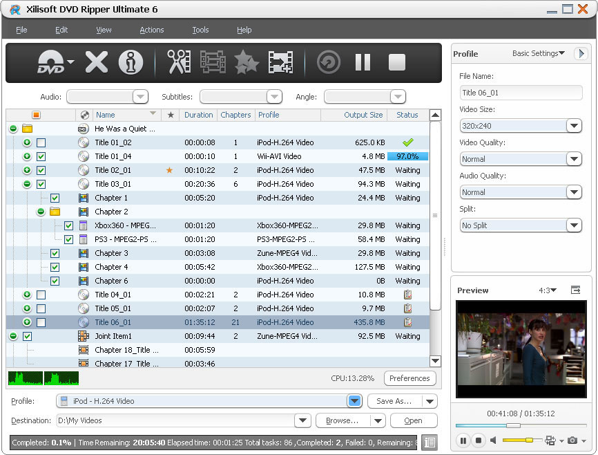 Click to view Xilisoft DVD Ripper Ultimate 6.0.15.1203 screenshot